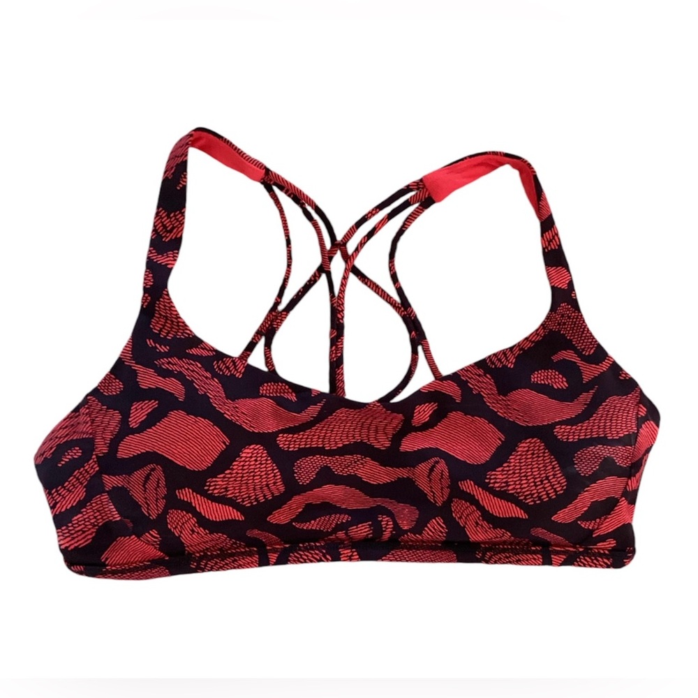 Lululemon Free to be Zen bra top size 10 red black strappy back padded